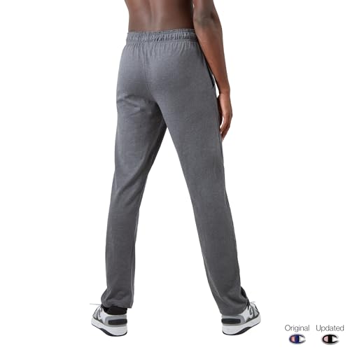 Champion Men's Everyday Open Hem Cotton Pants, 32.5" Inseam, Cotton Knit Pants Left Hip "C" Logo, Open Hem Jersey Pants - Image 2