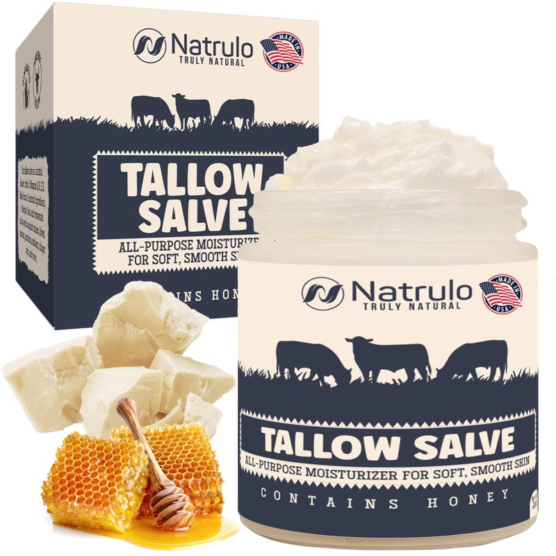 Natrulo Beef Tallow Salve â€“ All Natural Grass Fed Beef Tallow & Honey All Purpose Balm â€“ Moisturizing Body Salve Great for Eczema, Cracked, Dry, Itchy, Irritated Skin â€“ Skin Repair Skincare Made in USA - Image 1