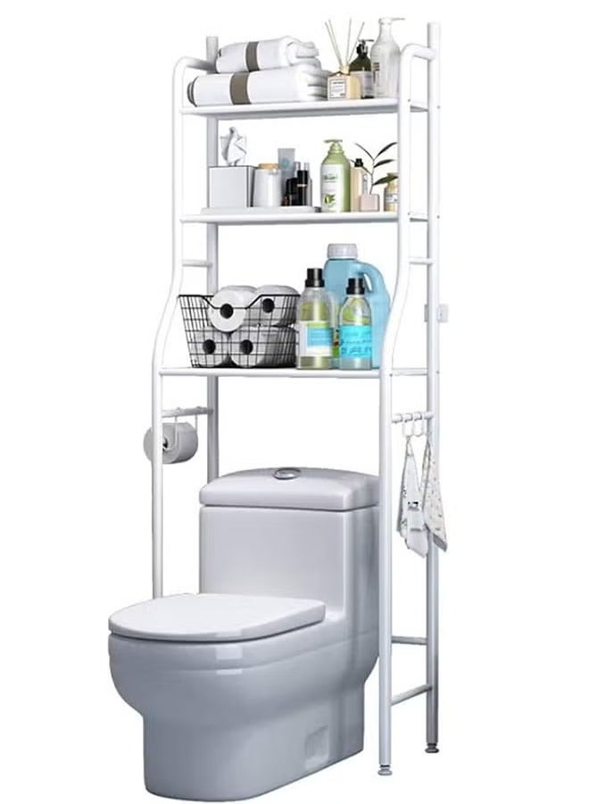 3-Layer Bathroom Floor Rack | No-Drill Installation | Washbasin/Toilet/Washing Machine Storage Organizer | Space-Saving Multipurpose Shelf  - Image 1