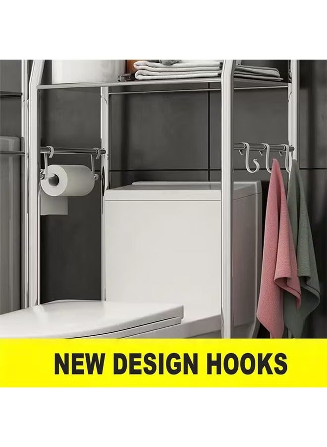 3-Layer Bathroom Floor Rack | No-Drill Installation | Washbasin/Toilet/Washing Machine Storage Organizer | Space-Saving Multipurpose Shelf  - Image 4
