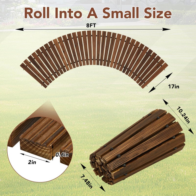 Buymoth 6FT Wooden Garden Pathway,Roll Out Decorative Curved Outdoor Walkway,Weather-Resistant & Non-Slip Patio Boardwalk for Garden,Backyard, Beach, Wedding Party Pathways(Brown, 6') - Image 2