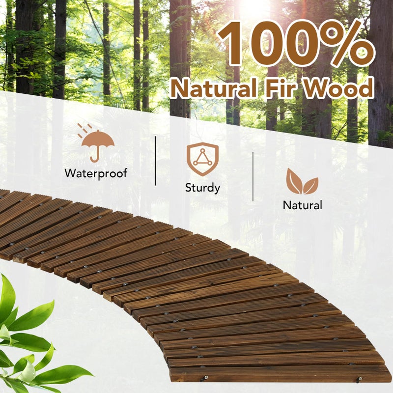 Buymoth 6FT Wooden Garden Pathway,Roll Out Decorative Curved Outdoor Walkway,Weather-Resistant & Non-Slip Patio Boardwalk for Garden,Backyard, Beach, Wedding Party Pathways(Brown, 6') - Image 5