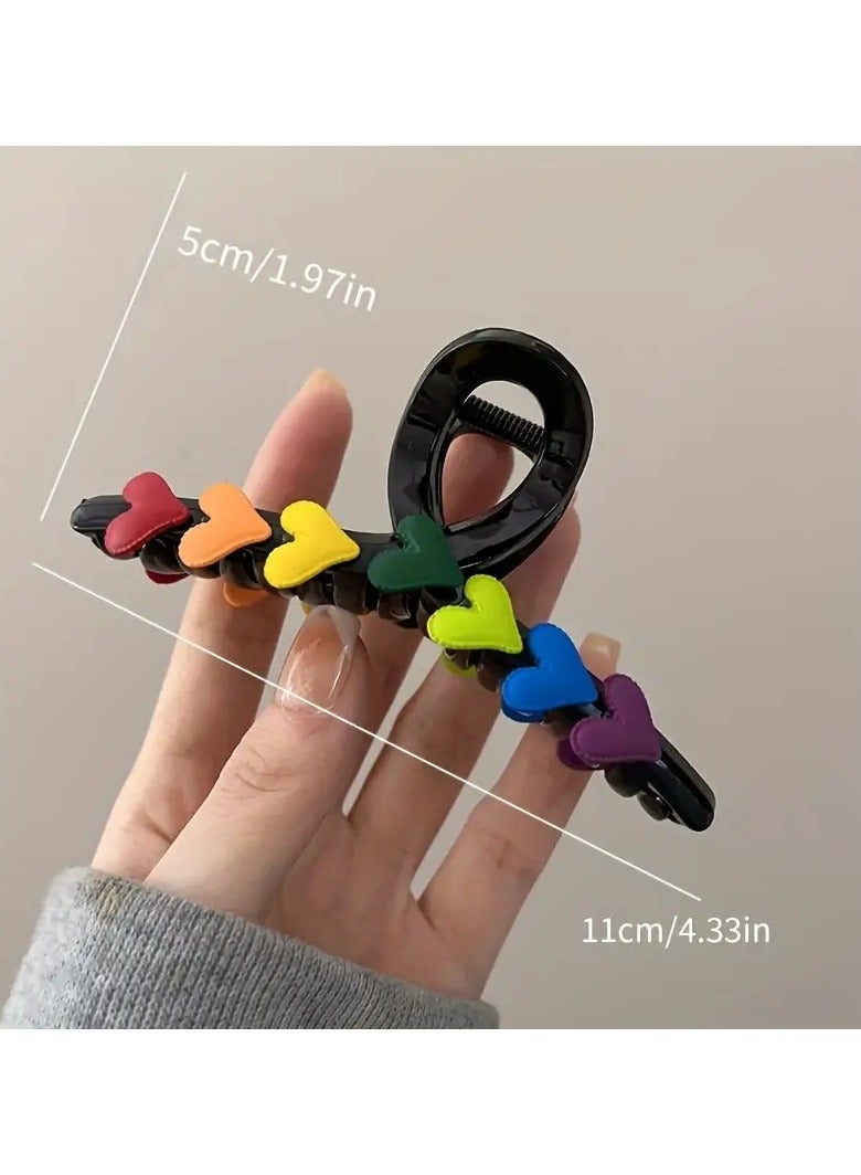 Goolsky مشابك شعر على شكل قلب ملون، مشابك شعر كبيرة أنيقة وبسيطة لصنع كعكة الشعر للنساء - Image 5