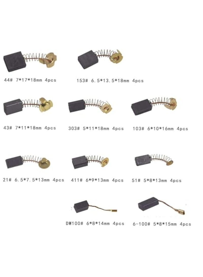 SYOSI Electric Motor Carbon Brushes – 10 Different Sizes for Replacement and Repair of Power Tools, Compatible with Various Models (60 Pcs,Black) - Image 4