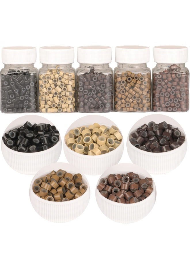 GOTDYA 2500pcs Hair Extentions Micro Rings Links Beads, 5mm Silicone Lined Beads for Human Hair Extensions Tool-Multi-colored - Image 1