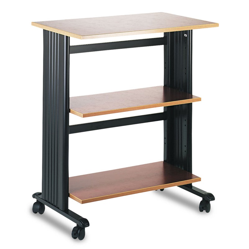 Safco Safco Muv Adjustable Printer Stand 1881CY Cherry Top Black Frame Swivel Wheels Two Adjustable Shelves 