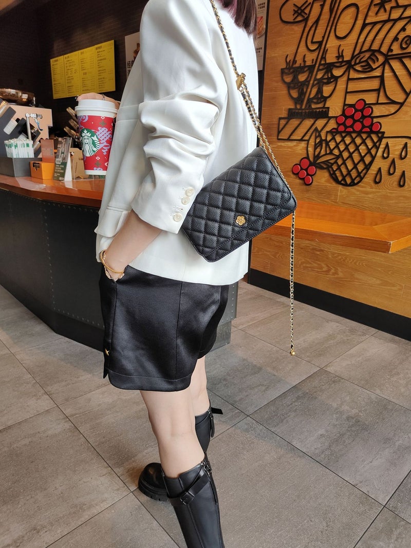 High-End First-Layer Cowhide Quilted Gold Ball Chain Bag One-Shoulder Cross-Body Women'S Bag Small Square Bag - Image 3