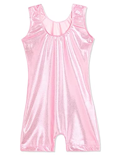 Domusgo Girls Gymnastics Leotards Size 5 6 Years Old Sparkle Solid Pink One Piece Quick Dry Unitards - Image 3