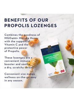 Manuka health Manuka Honey Lozenges – 15 Propolis Lozenges – Natural Throat Lozenges Infused with Raw Manuka Honey, New Zealand Propolis and Vitamin C for Immune Support  - Image 3