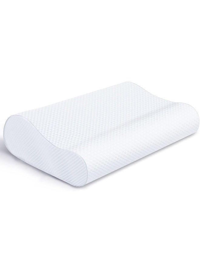 Findigit Memory Foam Pillow (23.6"x13.8"), Findigit Cervical Neck Support Pillow for Sleeping, Contour Ergonomic Orthopedic Pillow for Back, Side Sleeper (White)  - Image 1