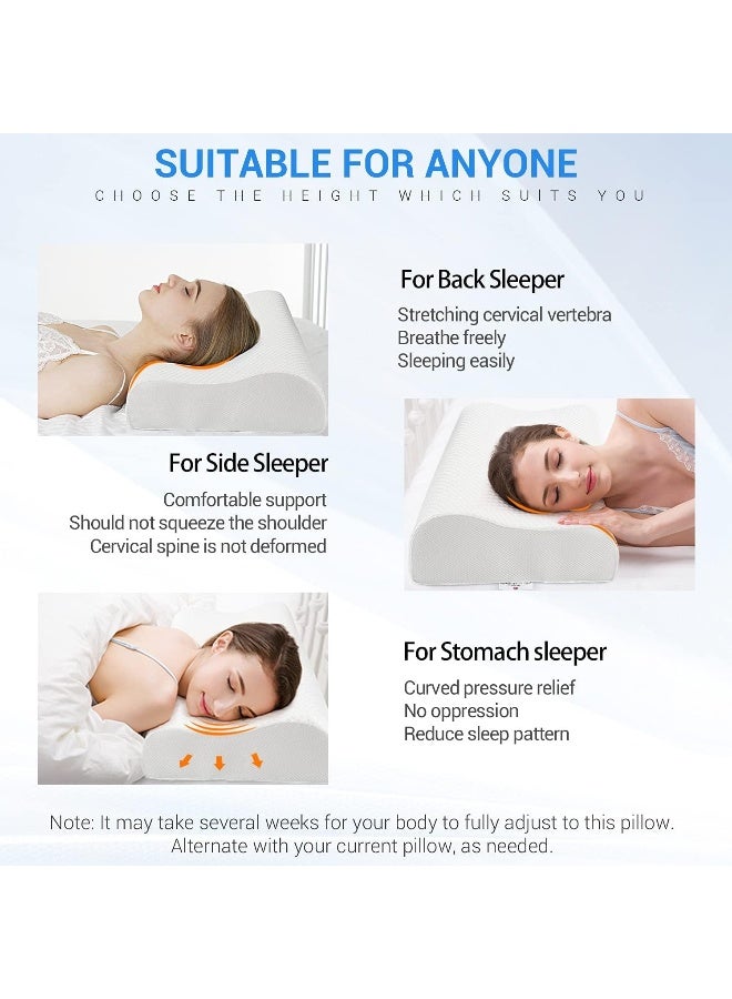 Findigit Memory Foam Pillow (23.6"x13.8"), Findigit Cervical Neck Support Pillow for Sleeping, Contour Ergonomic Orthopedic Pillow for Back, Side Sleeper (White)  - Image 3