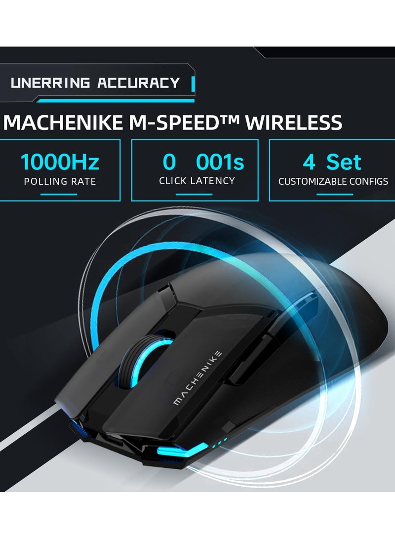 ماكينيك ماوس ألعاب لاسلكي M7 PRO، 26000 نقطة في البوصة، مستشعر PAW3395، إضاءة خلفية RGB، تصميم مريح، 6 أزرار قابلة للبرمجة، عمر بطارية طويل، خفيف الوزن للغاية، فأرة ألعاب سوداء متوافقة مع أجهزة الكمبيوتر الشخصية وأجهزة ماك - Image 3