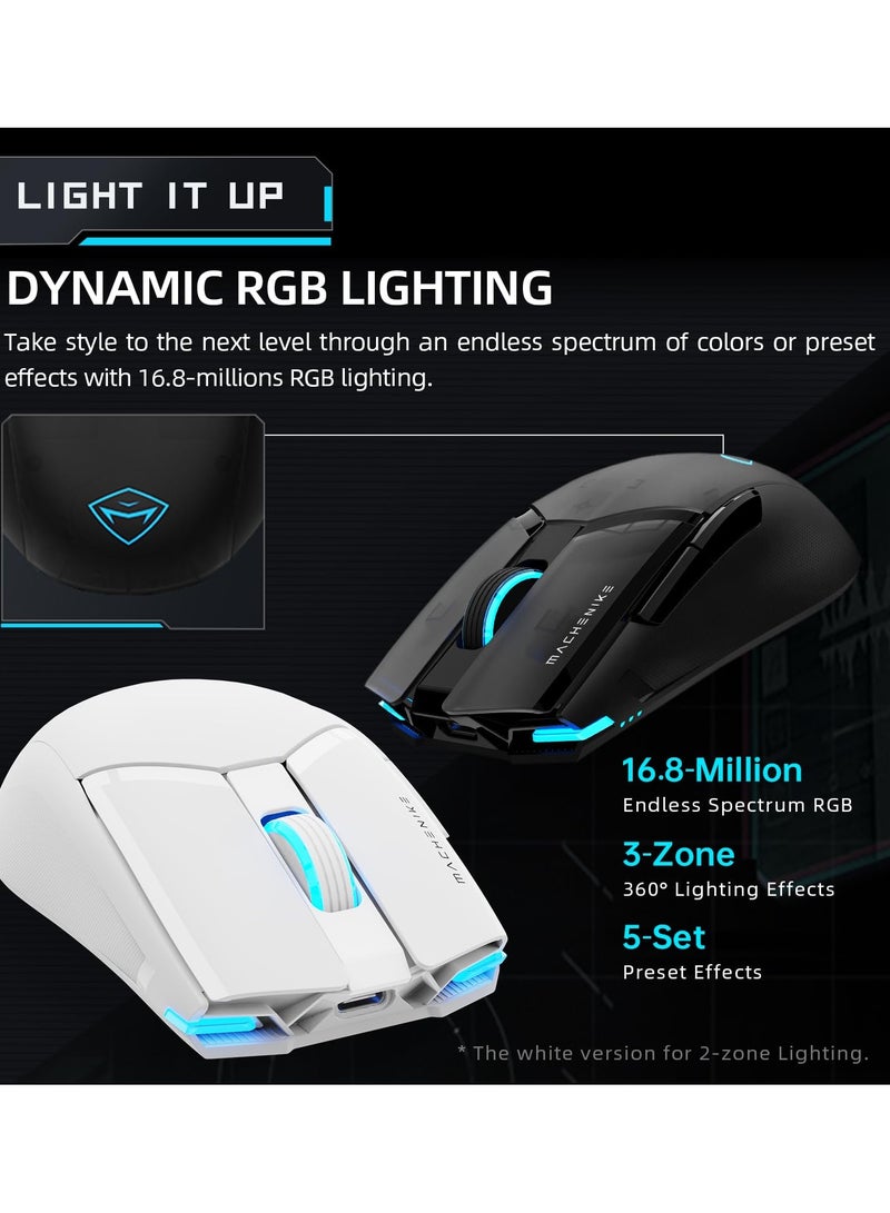 ماكينيك ماوس ألعاب لاسلكي M7 PRO، 26000 نقطة في البوصة، مستشعر PAW3395، إضاءة خلفية RGB، تصميم مريح، 6 أزرار قابلة للبرمجة، عمر بطارية طويل، خفيف الوزن للغاية، فأرة ألعاب سوداء متوافقة مع أجهزة الكمبيوتر الشخصية وأجهزة ماك - Image 5