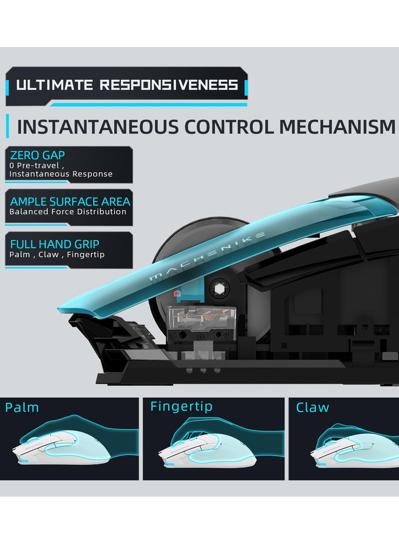 MACHENIKE M7 PRO Wireless Gaming Mouse, 26,000 DPI, PAW3395 Sensor, RGB Backlit, Ergonomic Design, 6 Programmable Buttons, Gaming Mouse Compatible with PC, Mac - Image 5