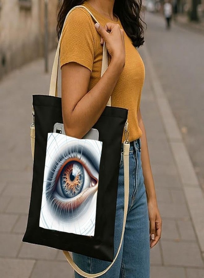 PrintingZone Tote Bags for Women, College Bag for girls With Inner & Outer Pockets, Utility Tote bags for Shopping, Travel & Daily use(STB336) - Image 3