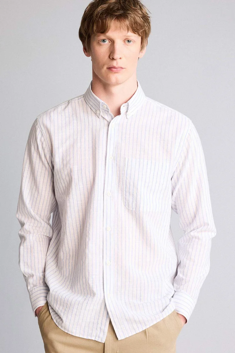 ديفاكتو Polo Neck Striped Long Sleeve Shirt