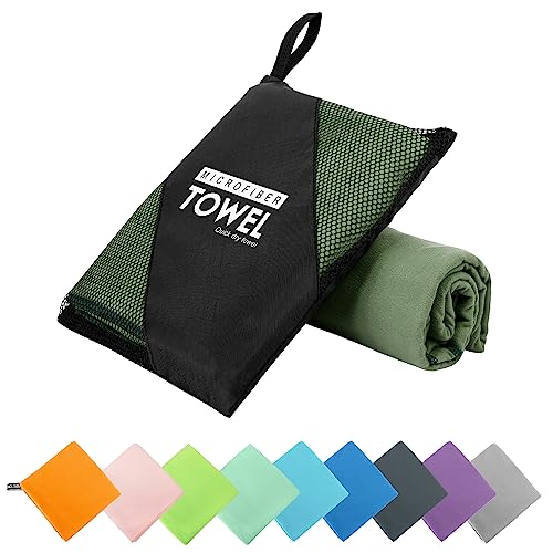 ZIUDBOC Microfiber Travel Towel Soft Lightweight Quick Dry Towel Super Absorbent Compact Travel Sports Beach Towels for Camping Backpack Gym Swimming Yoga Hiking L2448 ArmyGreen - Image 1
