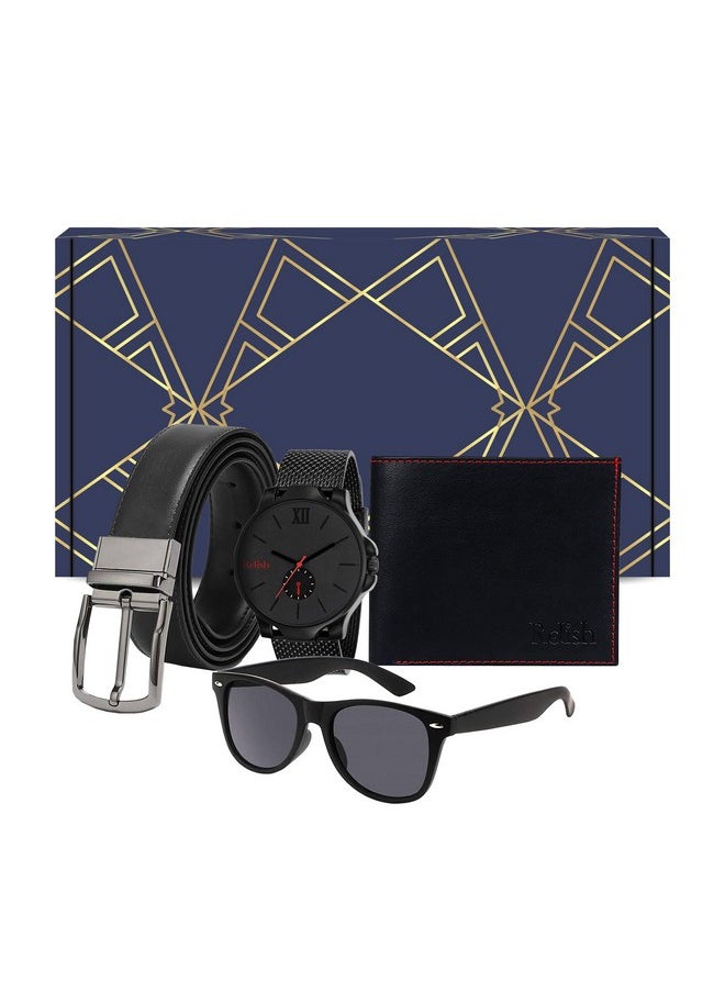 Relish - Relish Analogue Men's & Boy's Watch, Belt, Sunglasses and Wallet Combo for Gifts Black | Diwali Gift | Gift for Mens - Image 1