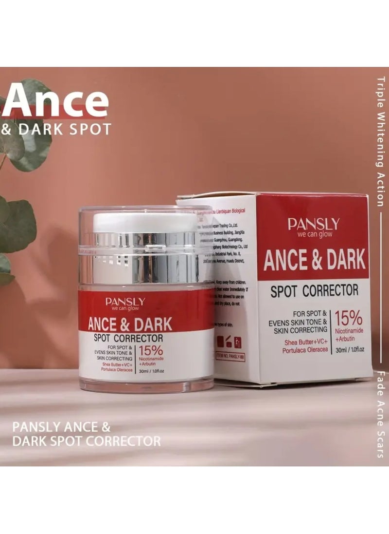 PANSLY - Acne and Dark Spot Corrector Dark Spot Remover Cream for Face and Body Dark Spot Corrector Treatment Enriching Skin Care for All Skin Tones Anti Aging  Acne Scar Removal Whitening Cream 30ml - Image 1