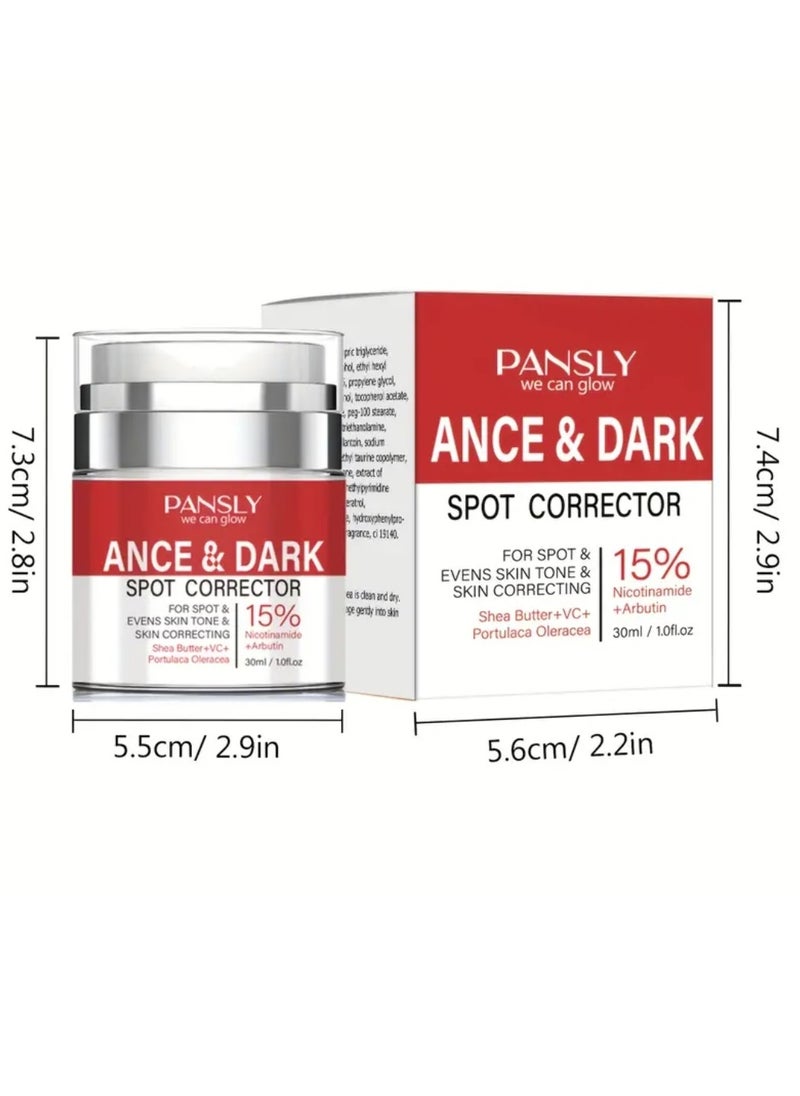 PANSLY - Acne and Dark Spot Corrector Dark Spot Remover Cream for Face and Body Dark Spot Corrector Treatment Enriching Skin Care for All Skin Tones Anti Aging  Acne Scar Removal Whitening Cream 30ml - Image 1