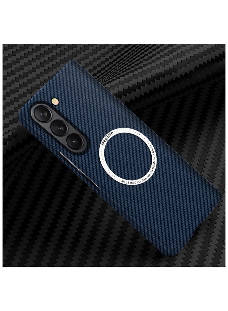 general Case Compatible with Samsung Galaxy Z Fold 6 5G Carbon Fiber Texture Magnetic Wireless Charging Ultra Thin Matte Hard Case Cover for Fold 6