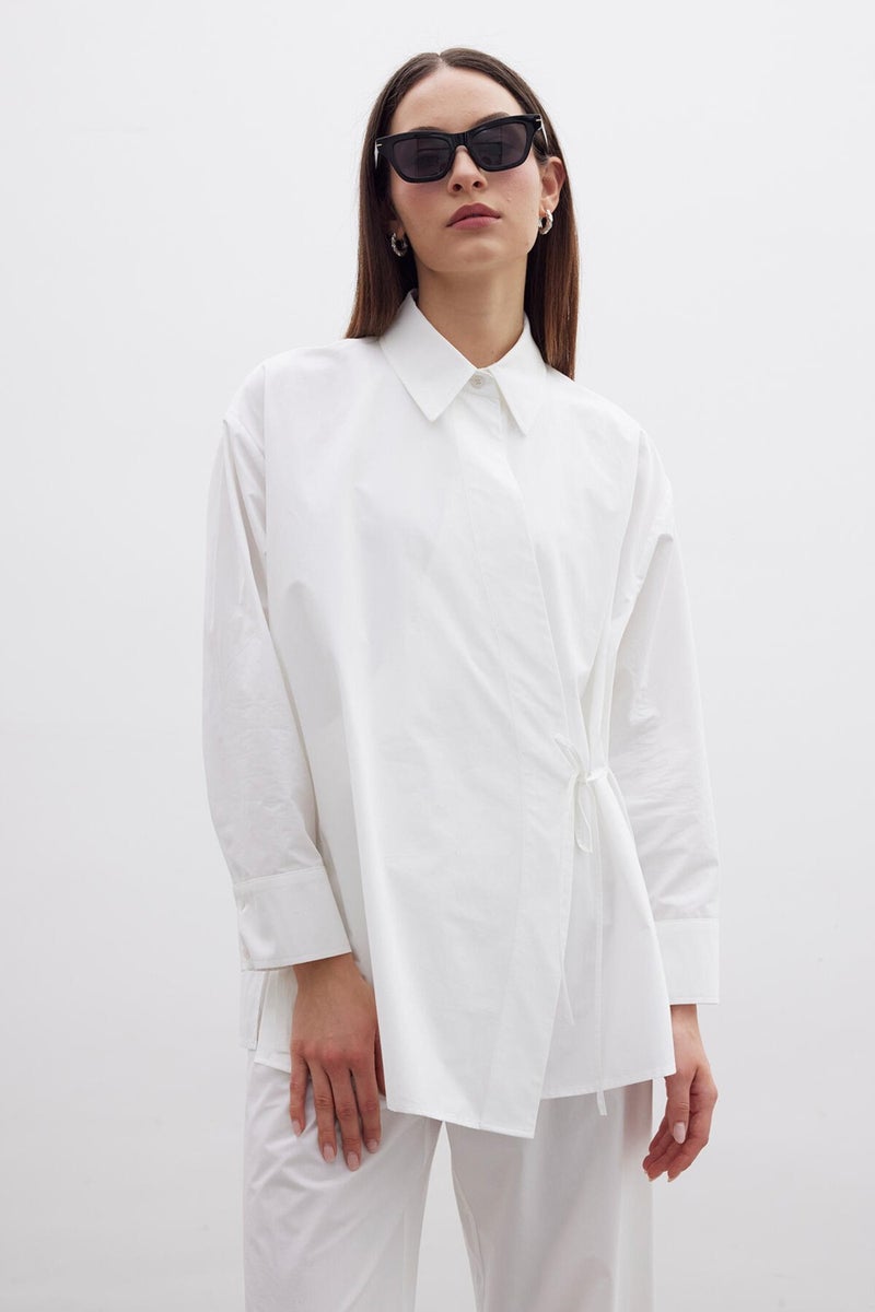 Manuka Double Breasted Closure Premium Shirt Ecru  - Image 3