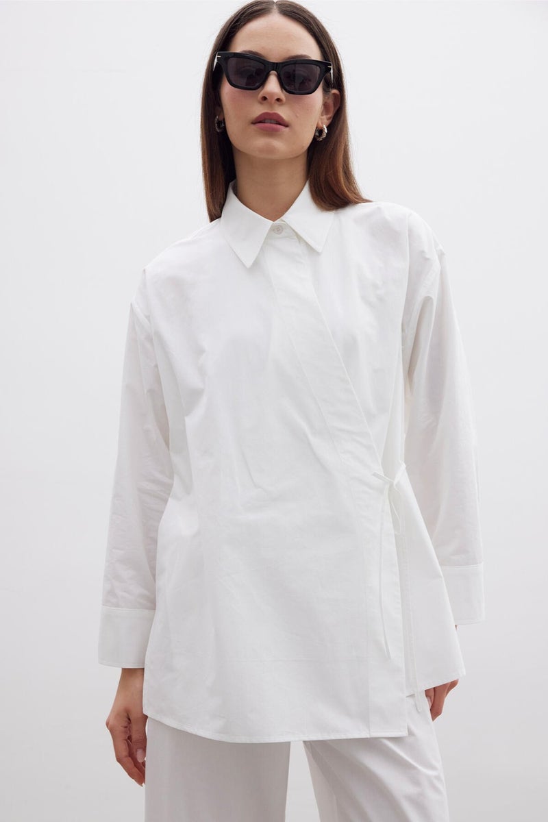 Manuka Double Breasted Closure Premium Shirt Ecru  - Image 5