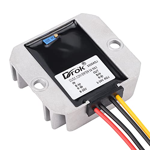 DROK Adjustable Voltage Regulator, IP68 Waterproof DC to DC Buck Converter 8-35V to 3-24V 5A, Aluminum Protective Case Step Down Converter 5V 12V Power Supply - Image 3