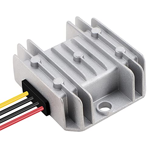 DROK Adjustable Voltage Regulator, IP68 Waterproof DC to DC Buck Converter 8-35V to 3-24V 5A, Aluminum Protective Case Step Down Converter 5V 12V Power Supply - Image 1