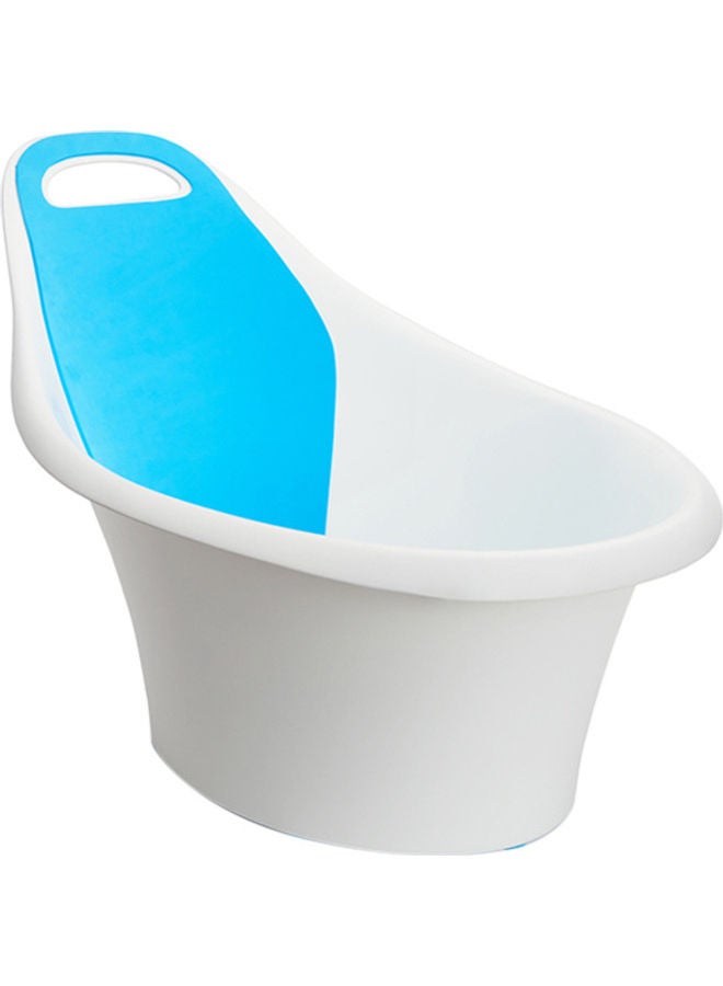 Munchkin Sit and Soak Baby Bath Tub with Built-In Support Bump and Padded Foam Back Rest, Bonus Pull-Tab Drain and Storage Hook, 0-12 Months, White