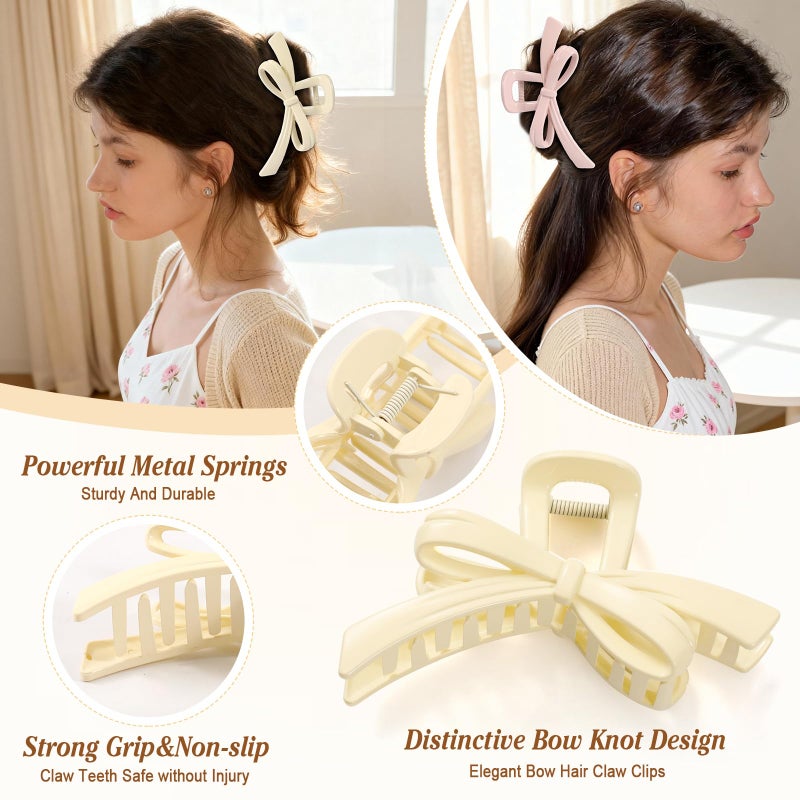 Glaudmeiss 3PCS Bow Hair Clips for Women, Cute Bow Claw Clip, Non-Slip Large Hair Claw Clips for Thin Thick Hair | Strong Hold Butterfly Hair Accessories for Date, Party & Everyday Wear, Valentineâ€™s Day Gift - Image 4
