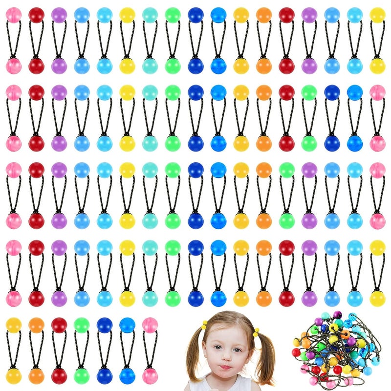 JenPen 60 Pieces Hair Ties Balls Ponytail Holders Colorful Twin Bead Ponytail Balls 80s 90s Elastic Hair Accessories for Baby Kid Children Girls Women Multicolor12mm