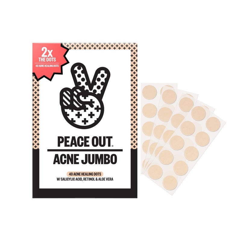 PEACE OUT Acne Healing Dots Hydrocolloid Pimple Patches, Acne Spot Treatment with Salicylic Acid, Retinol, and Aloe Vera for Blemishes and Breakouts, 40 Count - Image 1