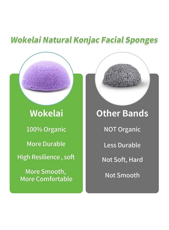 wokelai Konjac Facial Sponges For Cleansing Exfoliating Konjac Face Sponge For Washing Face Body Organic Natural Cleaning Puff Buff Scrubber For Shower Bath Spa For Babys Men Women - Image 4