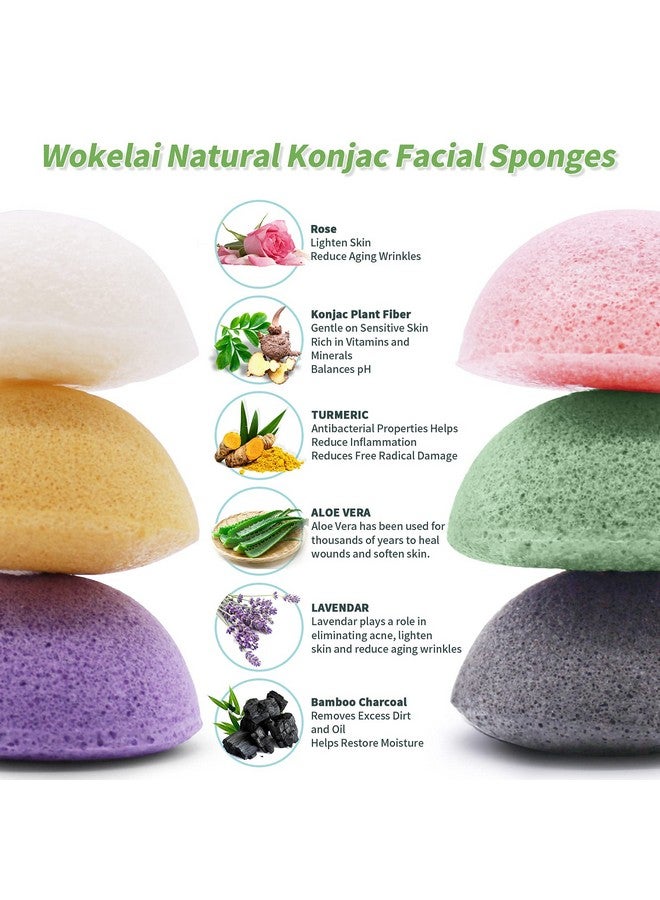 wokelai Konjac Facial Sponges For Cleansing Exfoliating Konjac Face Sponge For Washing Face Body Organic Natural Cleaning Puff Buff Scrubber For Shower Bath Spa For Babys Men Women - Image 2