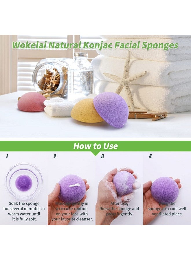 wokelai Konjac Facial Sponges For Cleansing Exfoliating Konjac Face Sponge For Washing Face Body Organic Natural Cleaning Puff Buff Scrubber For Shower Bath Spa For Babys Men Women - Image 5