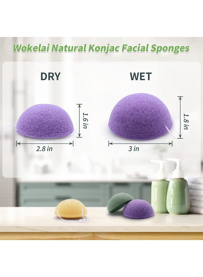 wokelai Konjac Facial Sponges For Cleansing Exfoliating Konjac Face Sponge For Washing Face Body Organic Natural Cleaning Puff Buff Scrubber For Shower Bath Spa For Babys Men Women - Image 3