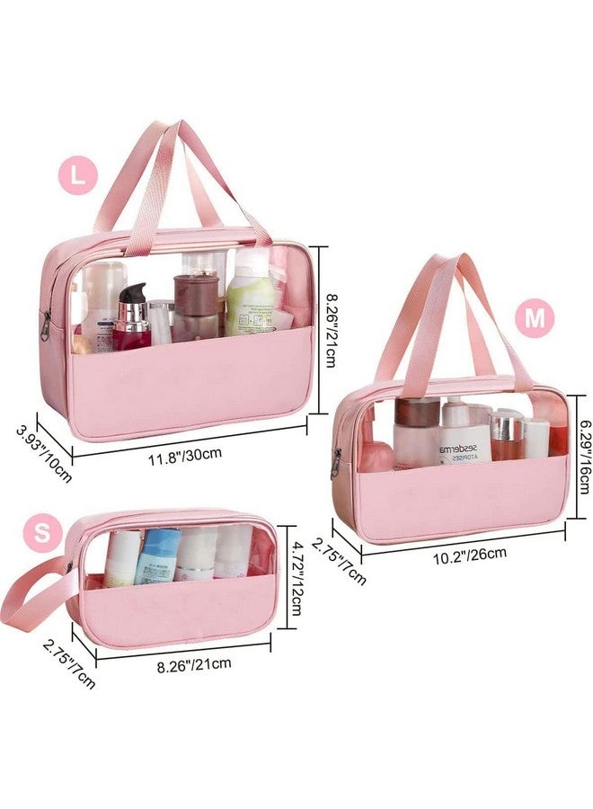 Cosmetic Bag for Women - PU Leather, Portable, Large Capacity Makeup Storage Bag with Handle & Divider (Set of 3) - Image 2