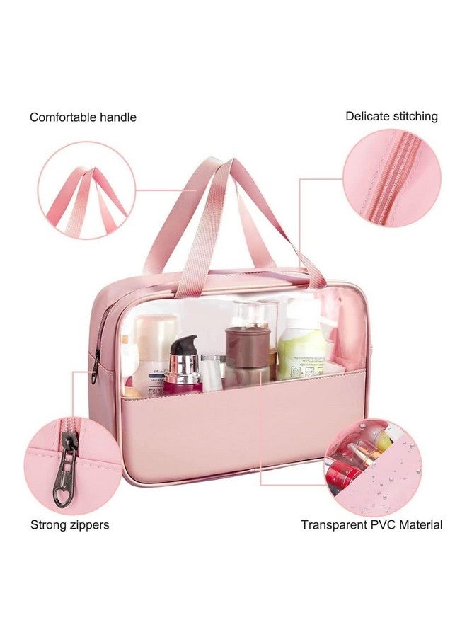 Cosmetic Bag for Women - PU Leather, Portable, Large Capacity Makeup Storage Bag with Handle & Divider (Set of 3) - Image 4
