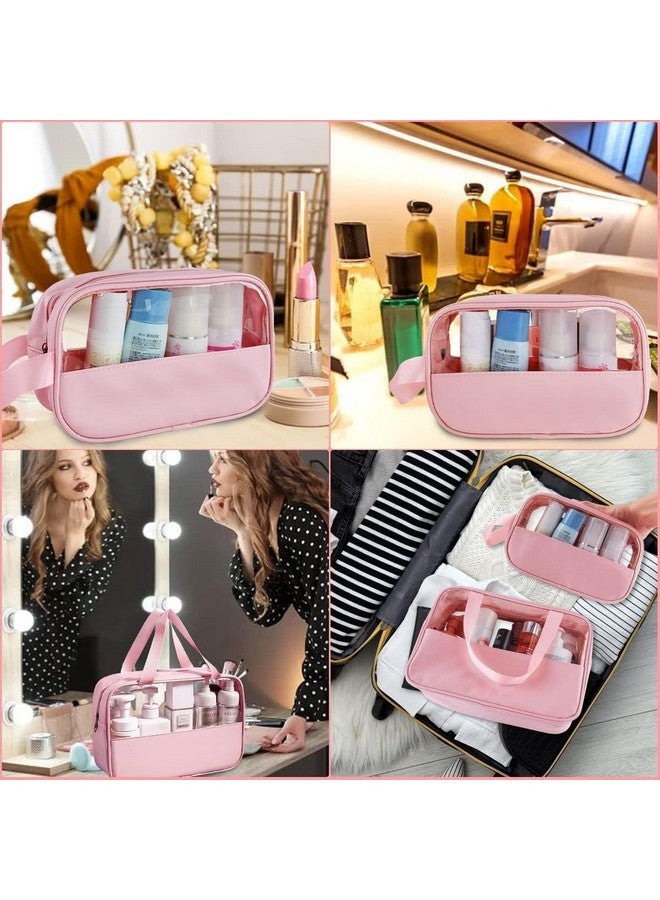 Cosmetic Bag for Women - PU Leather, Portable, Large Capacity Makeup Storage Bag with Handle & Divider (Set of 3) - Image 3
