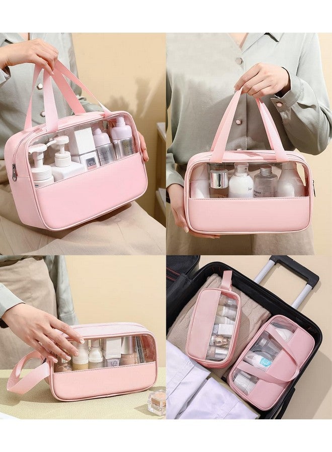 Cosmetic Bag for Women - PU Leather, Portable, Large Capacity Makeup Storage Bag with Handle & Divider (Set of 3) - Image 5