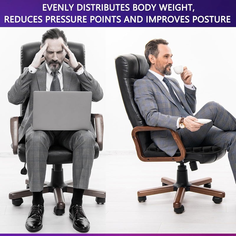 SUNFICON Air Cushion Inflatable Chair Air Seat Cushion Car Portable Breathable Comfort Cushion Office Wheelchair Pad Orthopedics Pain Pressure Relief Cushion Camping Seat Mat 18 x 16 x1 in Black - Image 3