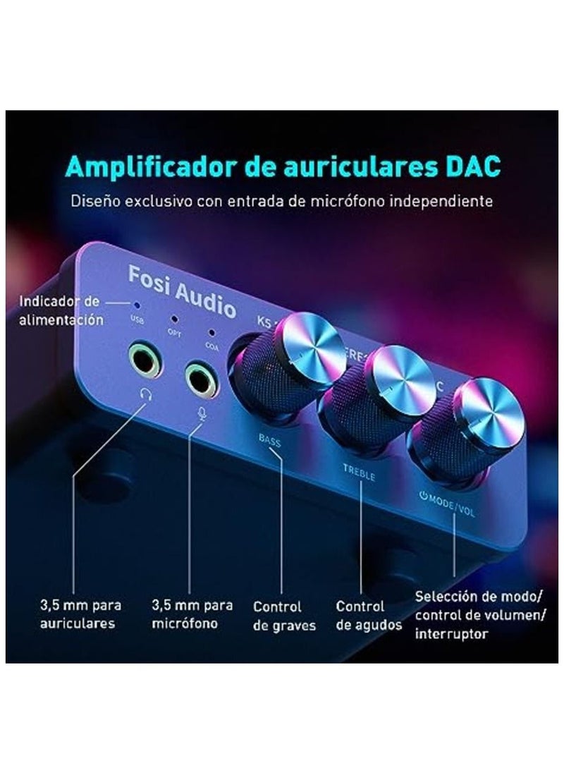 Generic Fosi Audio K5 Pro Gaming DAC Mini Hi-Fi Stereo Audio Amplifier Converter USB Type C/Optical/Coaxial to RCA/3.5 mm AUX for PS5/PC/Mac/Computer  - Image 2