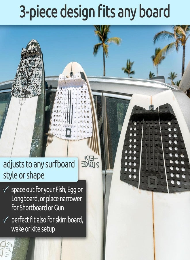 Surf Squared 3-Piece Surfboard Traction Pad - Arch, Flat & Front Options for Max Grip - Strong 3M Adhesive - Fits Shortboards, Fish, Longboards, SUPs & Skimboards - Stomp or Deck Pad - Image 4