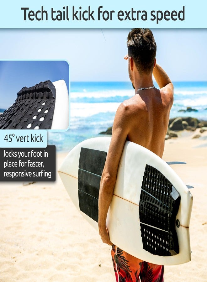 Surf Squared 3-Piece Surfboard Traction Pad - Arch, Flat & Front Options for Max Grip - Strong 3M Adhesive - Fits Shortboards, Fish, Longboards, SUPs & Skimboards - Stomp or Deck Pad - Image 3