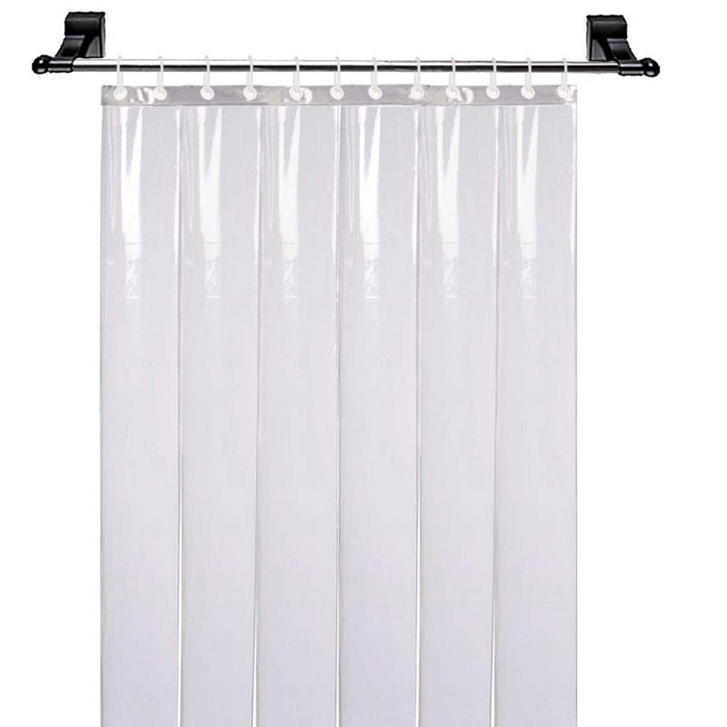 Kuber Industries Heart Home 3 Strips PVC 1 Piece Plain 050 MM Shower AC Door Curtain 9 Feet Transparent Model F_26_HEARTH016894 - Image 3