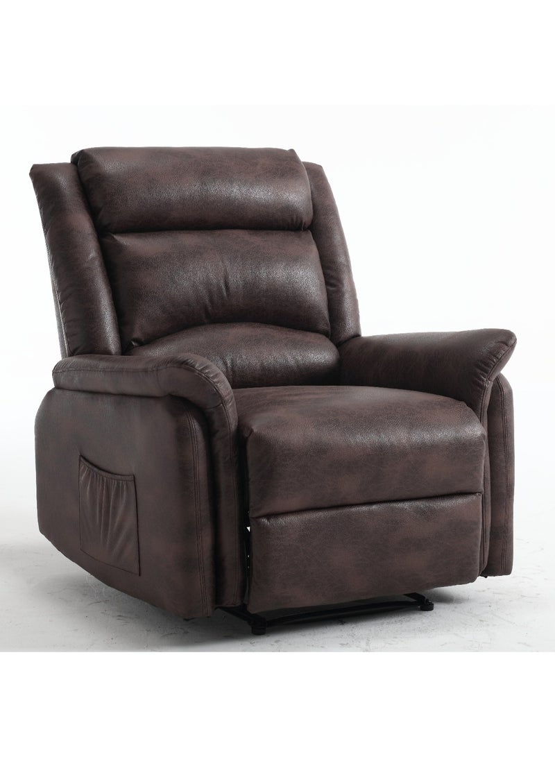 NZONE STORE Luxury Leather Recliner Chair with Footrest - Dark Brown - Image 4