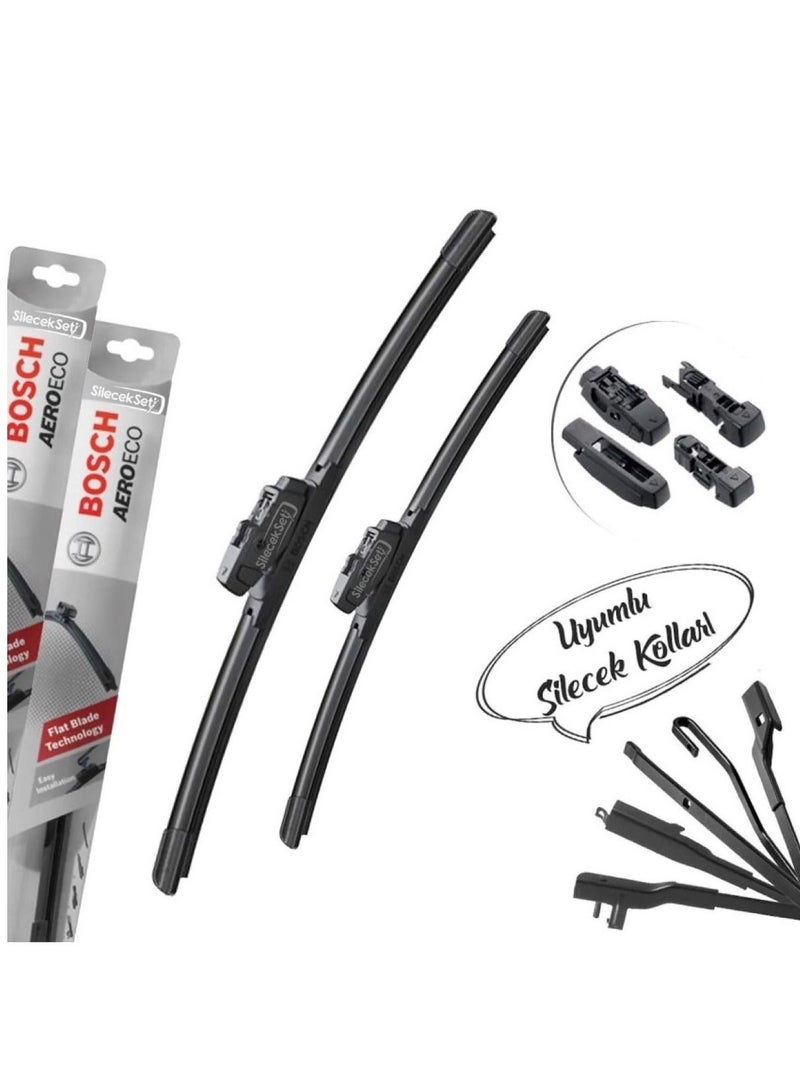 BOSCH Aeroeco Front Window Wiper Blades Driver Side And Passenger side For Mitsubishi Montero Aug. 2009 - 2022 - Image 3
