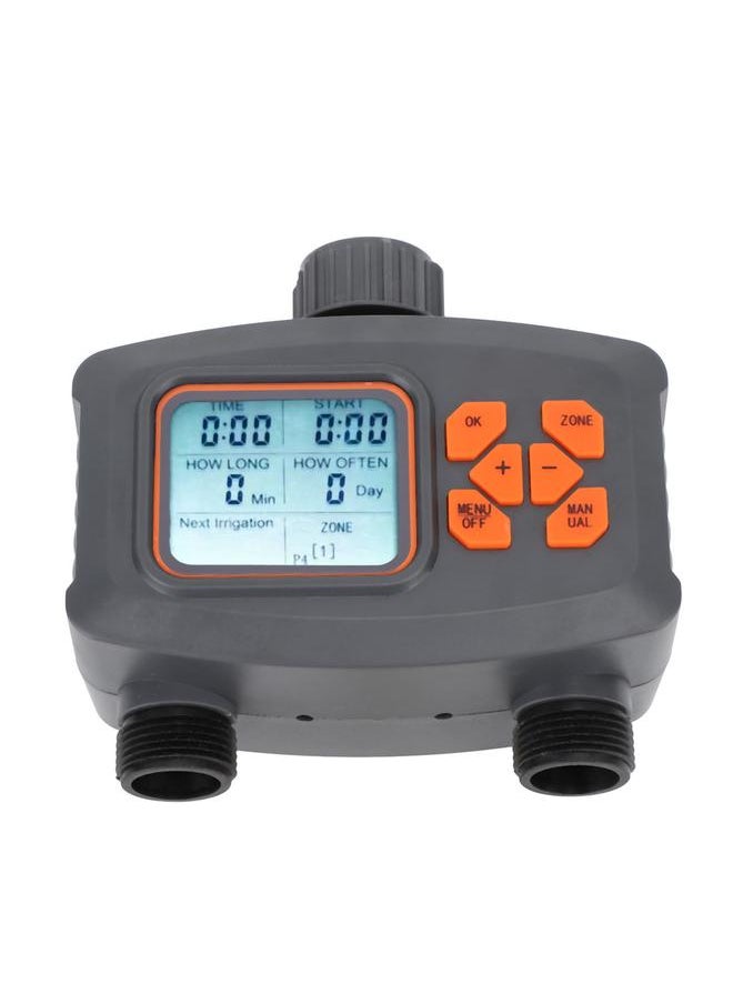 2 Outlet Hose Watering Timer 2 Zone Sprinkler Timer with Rain Sensor Automatic Irrigation Controller with G3/4 Male to G1/2 Female Adapter