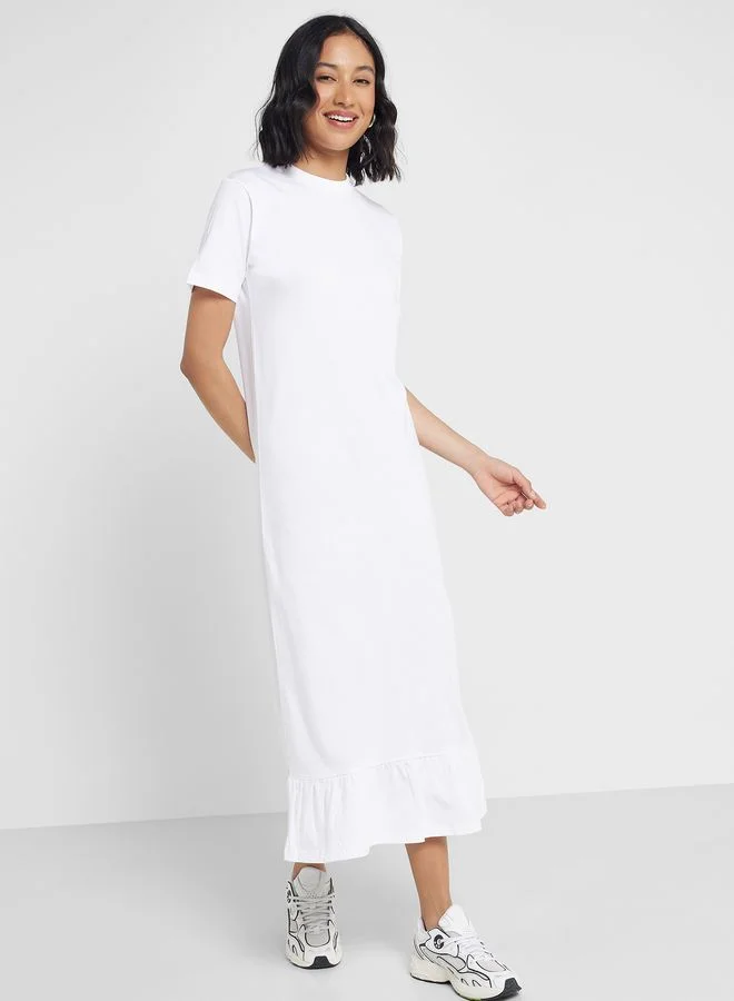Ginger Basics Midi T-shirt Dress with Frill Hem